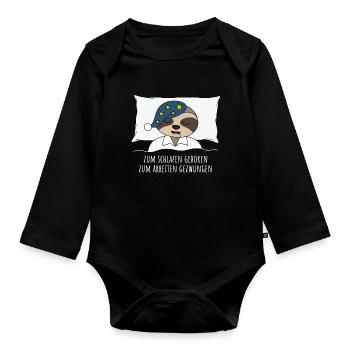 Faultier zum schlafen geboren arbeiten gezwungen - Baby Bio-Langarm-Body - Schwarz - Vorne