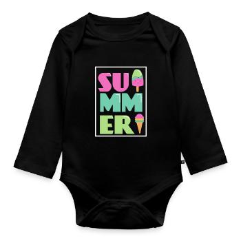 kawaii Ice Pop - Organic Longsleeve Baby Bodysuit - black - Front