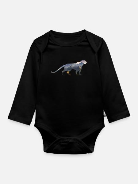 Schneeleopard - Baby Bio-Langarm-Body - Schwarz
