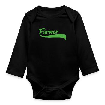 Fier agriculteur agriculteur cadeau dire agriculteur - Body Bébé bio manches longues - noir - Devant