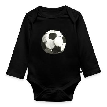 Old leather ball - Organic Longsleeve Baby Bodysuit - black - Front