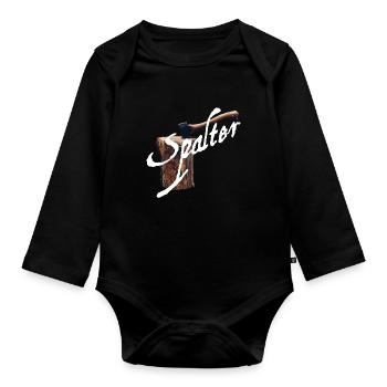 Spalter Holz Rundholz Axt Beil Brennholz - Baby Bio-Langarm-Body - Schwarz - Vorne