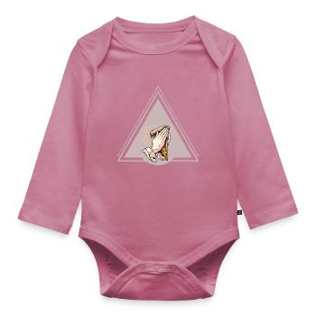 Pray for pizza - Organic Longsleeve Baby Bodysuit - mauve - Front