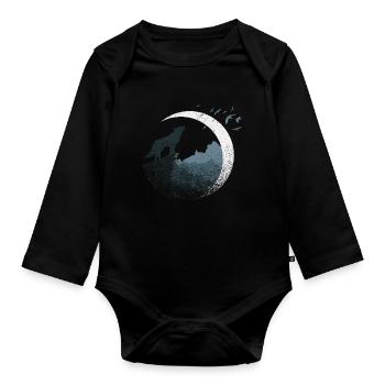The Wolf in the Full Moon - Organic Longsleeve Baby Bodysuit - black - Front