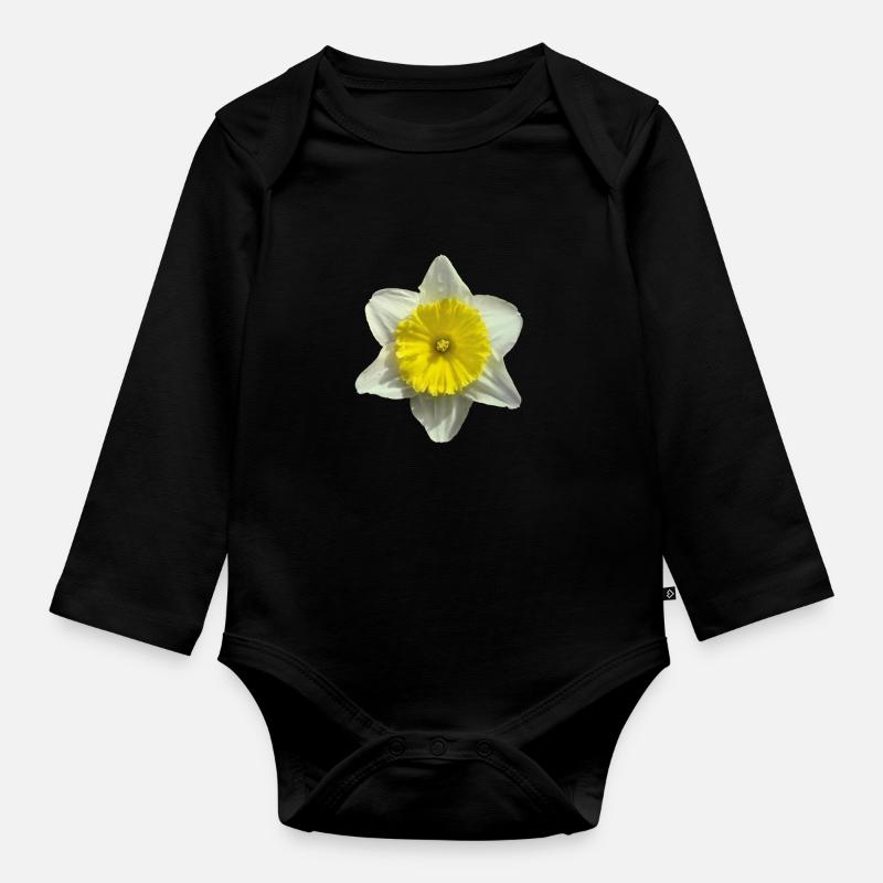 fleur de narcisse - Body Bébé bio manches longues - noir