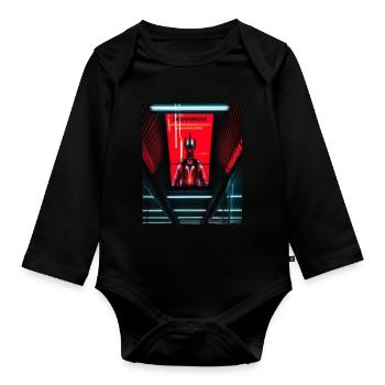 Futuristic cyborg in subway station - Organic Longsleeve Baby Bodysuit - black - Front
