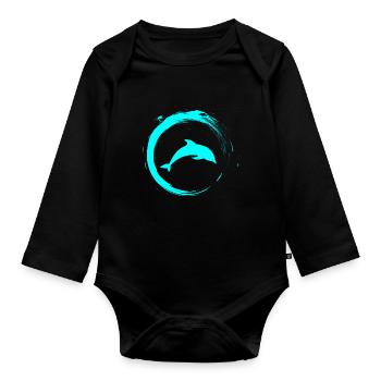 Delphin - Baby Bio-Langarm-Body - Schwarz - Vorne