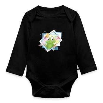 The fairytale frog king is in the house - Organic Longsleeve Baby Bodysuit - black - Front