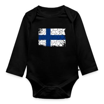 Drapeau finlande vintage Suomi vacances finlandais - Body Bébé bio manches longues - noir - Devant