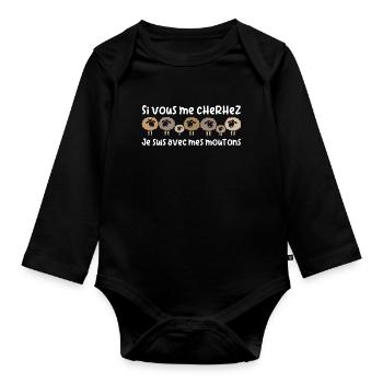 Wenn Ihr mich sucht ich bin bei meinen Schafen - Body Bébé bio manches longues - noir - Devant
