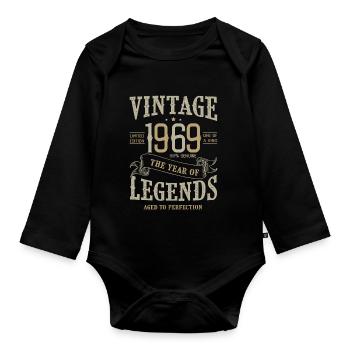 1969 vintage vintage anniversary 1969 - Organic Longsleeve Baby Bodysuit - black - Front