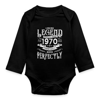 1970 anniversaire vintage né en 1970 - Body Bébé bio manches longues - noir - Devant
