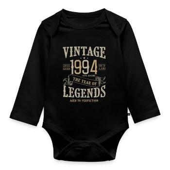 1994 vintage 1994 anniversaire - Body Bébé bio manches longues - noir - Devant