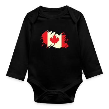 Canada drapeau feuille d'érable feuille d'érable - Body Bébé bio manches longues - noir - Devant