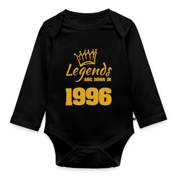 Legends are born in 1996 - Organic Longsleeve Baby Bodysuit - black - Front