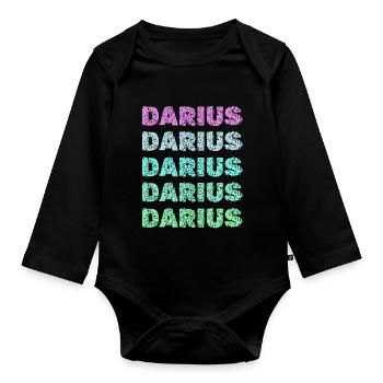 Prénom pour Darius Darius Nom - Body Bébé bio manches longues - noir - Devant