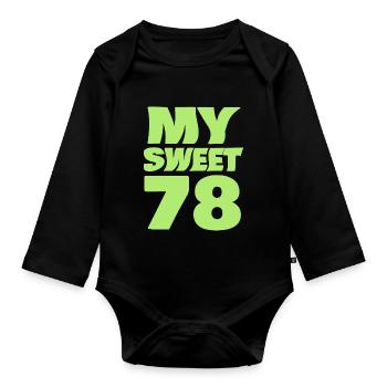 Sweet 78 - Organic Longsleeve Baby Bodysuit - black - Front