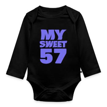 Age 57 - Organic Longsleeve Baby Bodysuit - black - Front
