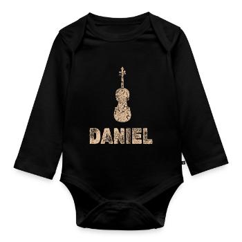 Daniel as viola - Organic Longsleeve Baby Bodysuit - black - Front