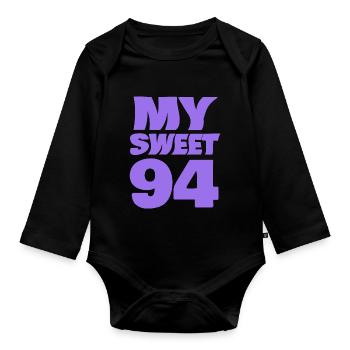 Age 94 - Organic Longsleeve Baby Bodysuit - black - Front