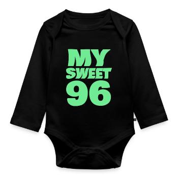 96 - Organic Longsleeve Baby Bodysuit - black - Front