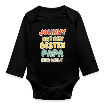 Johnny as a baby - Organic Longsleeve Baby Bodysuit - black - Front