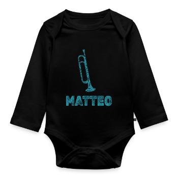 Brass band Matteo - Organic Longsleeve Baby Bodysuit - black - Front