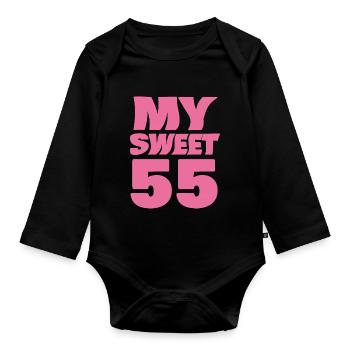 55 - Organic Longsleeve Baby Bodysuit - black - Front