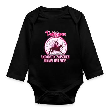 Voltigieren Pferd - Baby Bio-Langarm-Body - Schwarz - Vorne