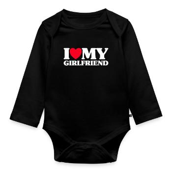 I Love My Girlfriend Couple Saint Valentin 2025 - Body Bébé bio manches longues - noir - Devant