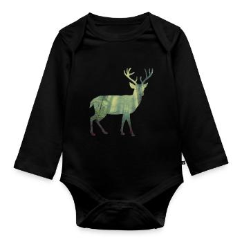 Hirsch - Baby Bio-Langarm-Body - Schwarz - Vorne