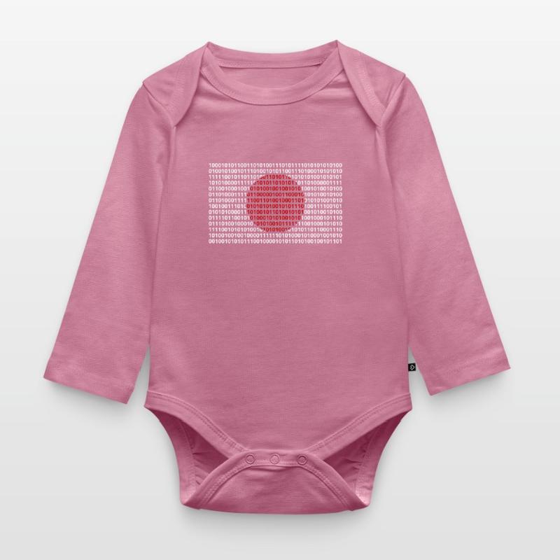 Japan flag numbers binary code byte bit code Organic Longsleeve Baby Bodysuit