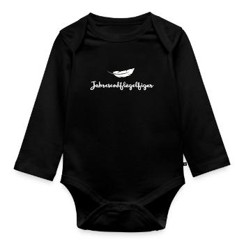 Jahresendflügelfigur Feder Engel Weihnachten - Baby Bio-Langarm-Body - Schwarz - Vorne