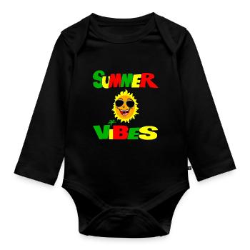 Design unique Summer Vibes - Body Bébé bio manches longues - noir - Devant