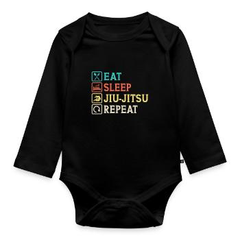 Eat Sleep Jiu-Jitsu Repeat Jiu jitsu - Body Bébé bio manches longues - noir - Devant