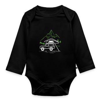 Roof tents | Auto Camper | Camping | Micro camper - Organic Longsleeve Baby Bodysuit - black - Front