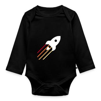 Rakete - Baby Bio-Langarm-Body - Schwarz - Vorne