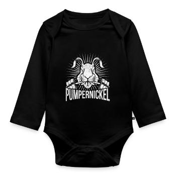 Pumpernickel Fitness Hase - Baby Bio-Langarm-Body - Schwarz - Vorne