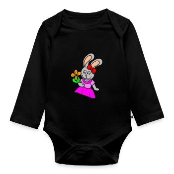 Bunny girl avec robe - Body Bébé bio manches longues - noir - Devant