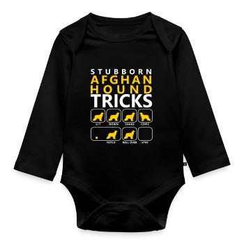 Stubborn Afghan Hound Tricks - Organic Longsleeve Baby Bodysuit - black - Front