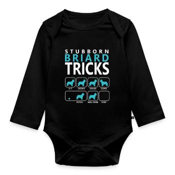 Stubborn Briard tricks - Organic Longsleeve Baby Bodysuit - black - Front