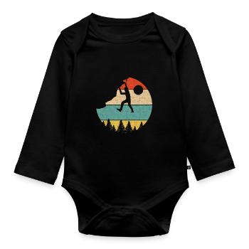 Retro Vintage Climbing- grimpeur grimpeur - Body Bébé bio manches longues - noir - Devant