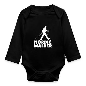 nordic walking - Organic Longsleeve Baby Bodysuit - black - Front