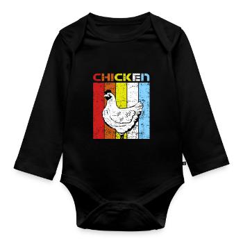 Huhn Henne - Baby Bio-Langarm-Body - Schwarz - Vorne