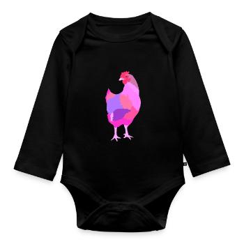 poulet - Body Bébé bio manches longues - noir - Devant