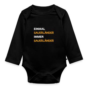 Einmal Sauerländer, immer Sauerländer - Baby Bio-Langarm-Body - Schwarz - Vorne