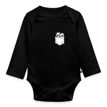 Cute Little Bears Panda design, baby panda - Organic Longsleeve Baby Bodysuit - black - Front