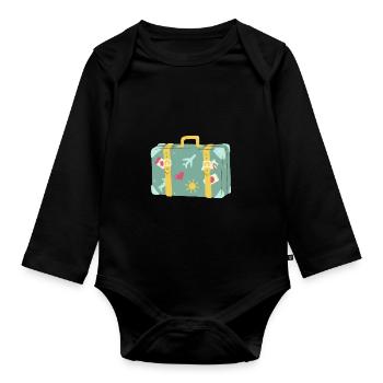 Reisekoffer Koffer Für Den Urlaub Reise Geschenk - Baby Bio-Langarm-Body - Schwarz - Vorne