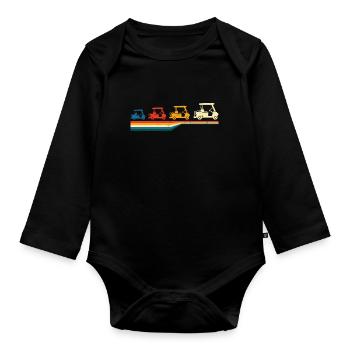 Vintage Golf Shirt - Golf Caddy Shirt - Golfwagen - Baby Bio-Langarm-Body - Schwarz - Vorne