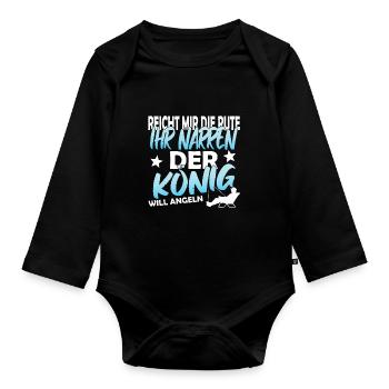 Geschenk für Angler Geschenkidee Angler Spruch FUN - Baby Bio-Langarm-Body - Schwarz - Vorne